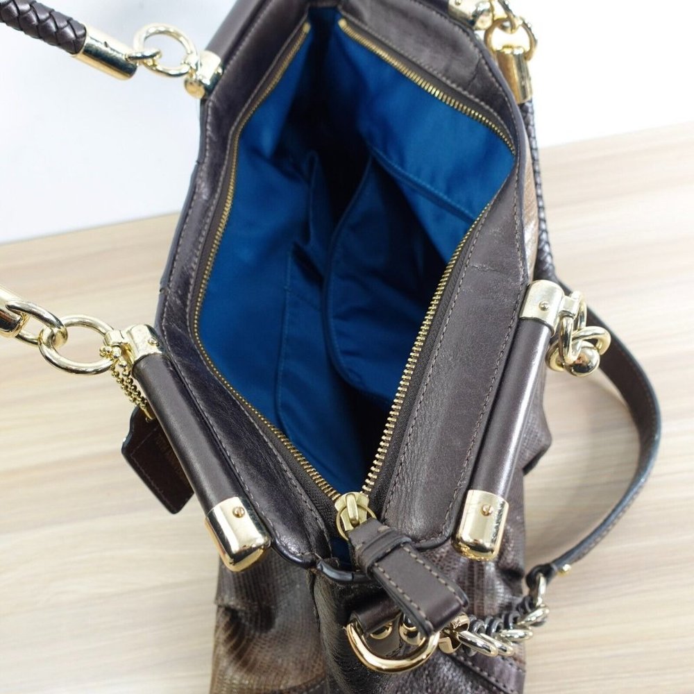 VINTAGE‎ Coach Bag Brown Leather Shoulder Lizard Chain RARE 70TH ANNIVERSARY - Picture 11 of 16